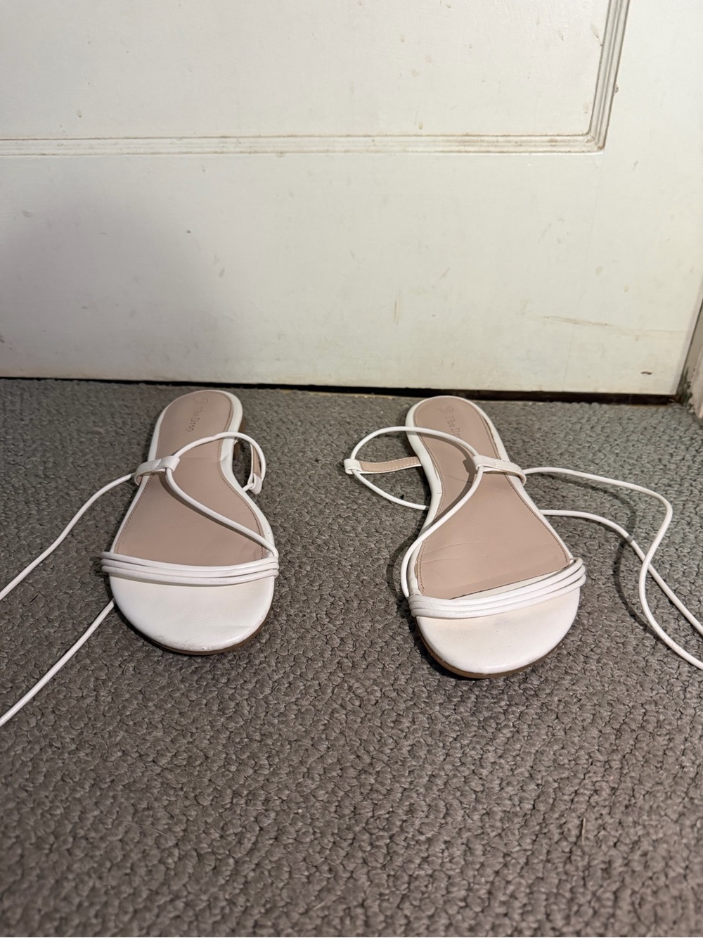 Amazon White Lace-Up Strappy Flat Sandals